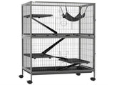Small Animal Cage for Chinchilla Ferret Kitten on Wheels with Hammock Removable Tray, Grey T3398P350035