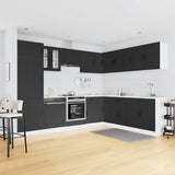 14 Piece Kitchen Cabinet Set Lucca Black Engineered Wood 3314982