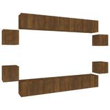 ZNTS 8 Piece TV Cabinet Set Brown Oak Engineered Wood 3114229