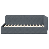 Corner Bed Frame with Headboard Dark Grey 100 x 200 cm Velvet 42016544