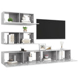 ZNTS 4 Piece TV Cabinet Set Concrete Grey Engineered Wood 3079131