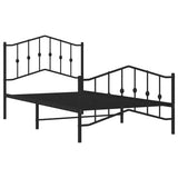 Metal Bed Frame without Mattress with Footboard Black 100x190cm 373801