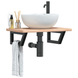 Basin Shelf Wall Mounted Steel and Solid Wood Oak 3302335