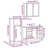 3 Piece Bathroom Furniture Set Smoked Oak Engineered Wood 3300962