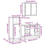 3 Piece Bathroom Furniture Set Grey Sonoma Engineered Wood 3300963