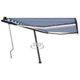 Manual Retractable Awning with LED 450x350 cm Blue and White 3069841