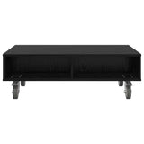 Side Table with Wheels Black Oak 90 x 50 x 30 cm 891017