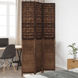 Room Divider 3 Panels Dark Brown Solid Wood Paulownia 358704