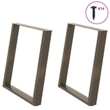 Dining Table Legs U-Shaped 2 pcs Natural Steel 80x cm Steel 4012799