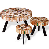 Three Piece Coffee Table Set Solid Reclaimed Wood 244229
