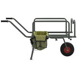 Fishing Trolley Green with Wheel Powder-coated Steel 94869