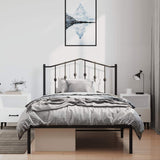 Metal Bed Frame without Mattress with Headboard Black 100x190cm 373783