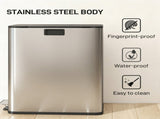 Dual Kitchen Bin with Soft-Close Butterfly Lid, 2 x 28L Stainless Steel Pedal Bin with Removable T3398P552546