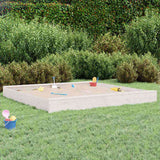 Sandbox with Seats White Square Solid Wood Pine 825045