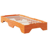 Bed Frame No Mattress Stackable Wax Brown 90x190 cm Single Solid Wood 859210