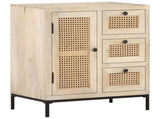 Sideboard 60x35x70 cm Solid Mango Wood and Natural Cane 323508