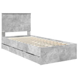 Bed Frame with Drawer Concrete Grey 75 x 190 cm Engineer Wood 3409513