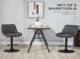 Retro Bar Stools Set of 2, Adjustable Kitchen Stool, Upholstered Bar Chairs with Back, Swivel Seat, T3398P328171