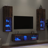 5 Piece TV Wall Units with LED Smoked Oak Engineered Wood 3216608