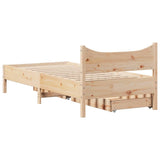 ZNTS Bed Frame with Drawers 90x190 cm Single Solid Wood Pine 3301926
