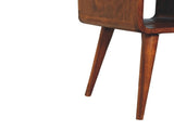 Solid Wood Mini Chestnut Curve Lower Bedside, 1 Drawer and Open Slot, Dark Brown B2743P402922
