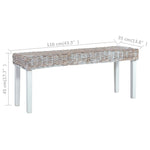 Bench 110 cm White Natural Kubu Rattan and Solid Mahogany Wood 285788