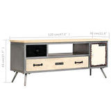 TV Cabinet Solid Mango Wood and Steel 120x30x45 cm 246282