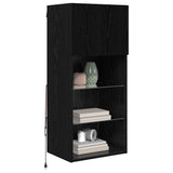 Wall-mounted TV Cabinet with LED Black Oak 40.5 x 30 x 90 cm 882958