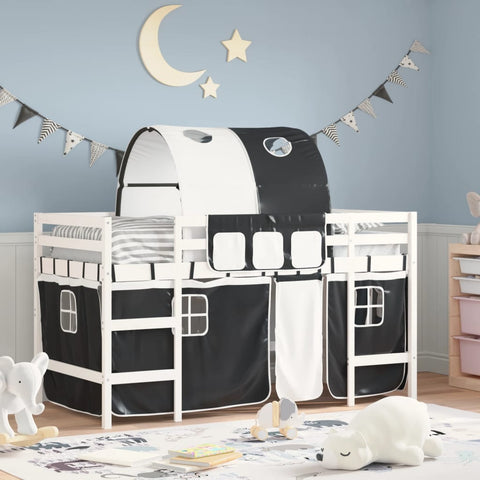 ZNTS Kids' Loft Bed with Tunnel without Mattress White&Black 80x200cm 3206985