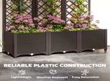 Raised Garden Bed with Trellis, Plastic Planter Box with Drainage Holes and Drain Plugs for Climbing T3398P311652