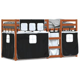 Bunk Bed without Mattress White&Black 75x190 cm Small Single Solid Wood Pine 3283925