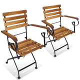 Folding Chair Set of 2 Brown and Black 43735