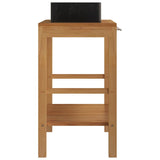 Bathroom Vanity Cabinet Solid Teak with Sink Marble Black 3058159