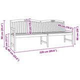 Handcarved Rose Bench Natural 228 x 60 x 90 cm Solid Teak Wood 42030016