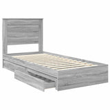Storage Bed with Drawer Grey Sonoma 90 x 190 cm Engineered Wood 3410273