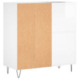 Record Cabinet High Gloss White 84.5x38x89 cm Engineered Wood 831774