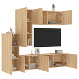 5 Piece TV Wall Units Sonoma Oak Engineered Wood 3216491