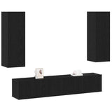 TV Cabinet Set 4 pcs Black oak Large Engineered wood 3393367