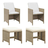 Garden Chairs with Stools 2 pcs Poly Rattan Beige 316781