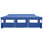 ZNTS Folding Pop-up Party Tent with 5 Sidewalls 3x9 m Blue 44978