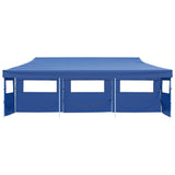 ZNTS Folding Pop-up Party Tent with 5 Sidewalls 3x9 m Blue 44978