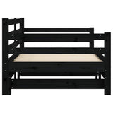 Daybed with Trundle without Mattress Black 80x200 cm Solid Wood 836152