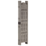Hand carved 5-Panel Room Divider Grey 200x165 cm Solid Mango Wood 285323