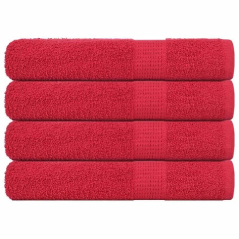 Towels 4 pcs Red 100x200 cm 360 gsm 100% Cotton 136939