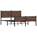 Metal Bed Frame without Mattress Brown Oak 150x200 cm King Size 3301413