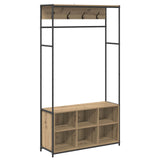 Coat Stand with Shoes Bench Artisan Oak 100 x 32 x 180.5 cm 8012037