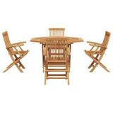 Garden Dining Set Folding 5 pcs Brown Solid Teak wood 3385972