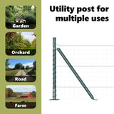 Fence Post with Concrete Base 26 pcs Green Powder-Coated Steel 3350221