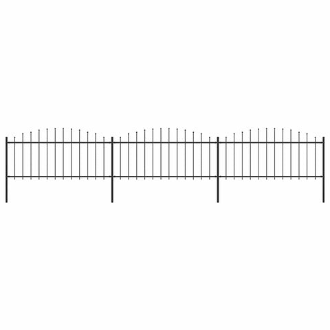 Garden Fence with Spear Top Steel 537x75 cm Black 277705
