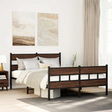 Metal Bed Frame without Mattress Brown Oak 160x200 cm 3308477